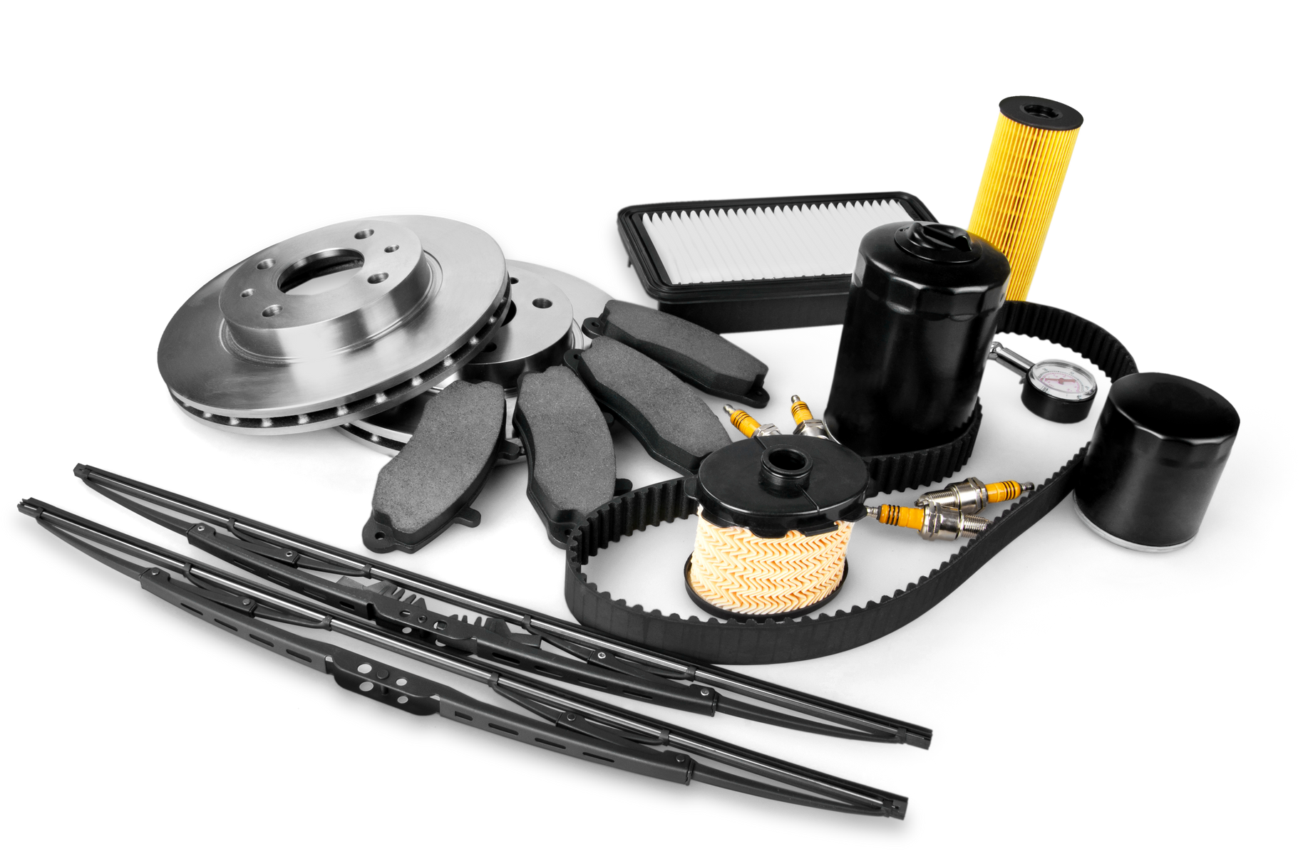 Car Accessories Elements Isolated on White