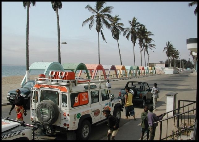 Land Rover convoy on a rough Angola road